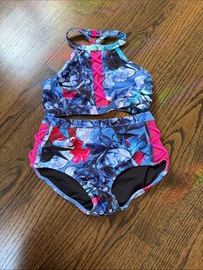 Ooh La La Dance Wear High-Neck Floral Girls' Set Child Large
